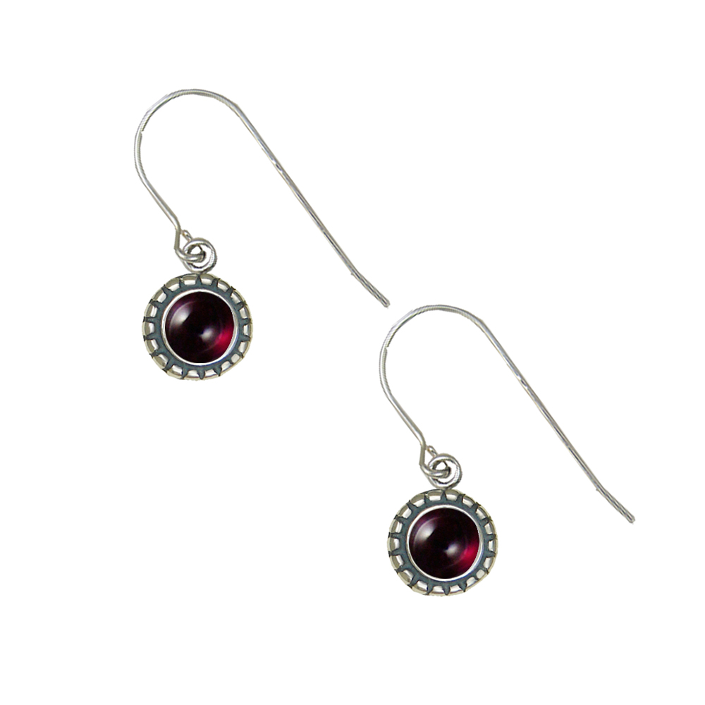 Sterling Silver Little Garnet Gemstone Drop Dangle Earrings